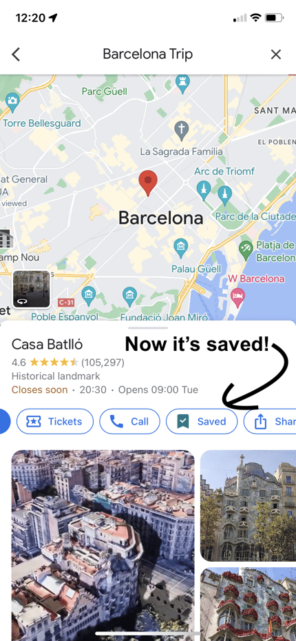 Saved pin 