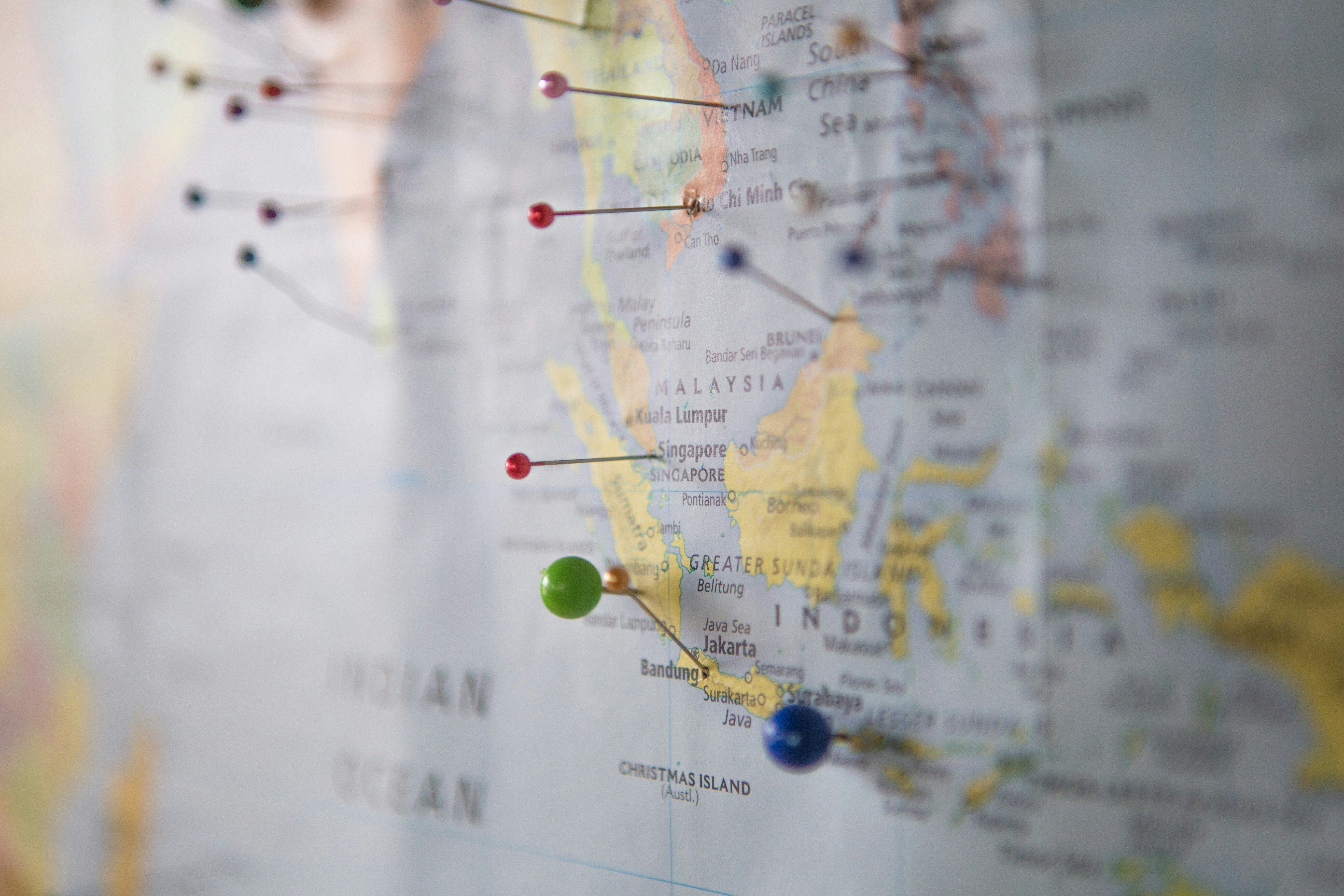 Map filled with pins